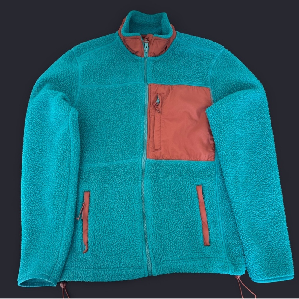 Aeropostale Teal blue Rust Fleece Jacket With Adjustable Waist Front Pockets